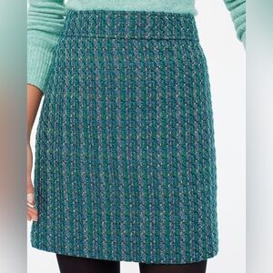 NWT J. CREW Green and Blue Tweed A-line Skirt Size 4